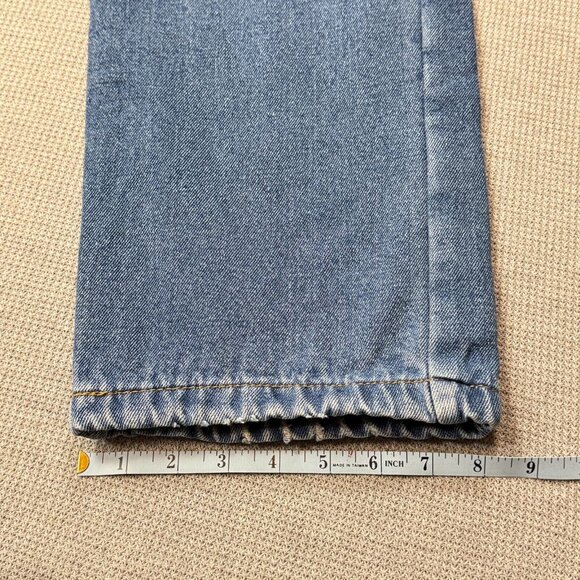 Key Jeans Mens Blue Denim Straight Leg Pants Flannel Lined Pockets Size 34X32 - Picture 12 of 12